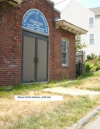One of the three original brick buildings/chapels that composed the cemetery facade, deteriorated, and went to the trash